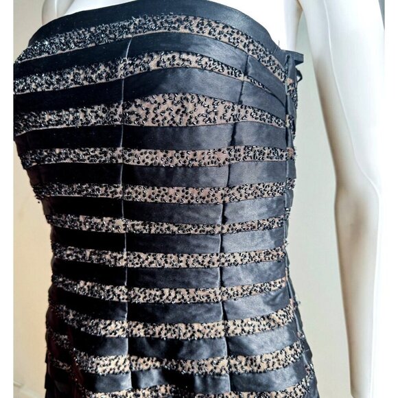 Victor & Delano Black Fit and Flare Beaded Strapless Cocktail Dress 8 - Picture 5 of 11